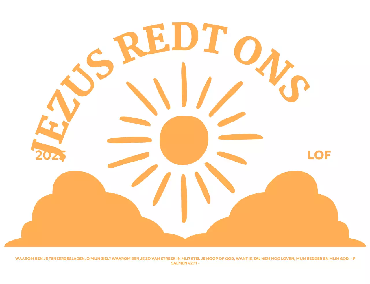 Promoot een eenvoudige kerk met een illustratie van de zon die boven de wolken uitkomt