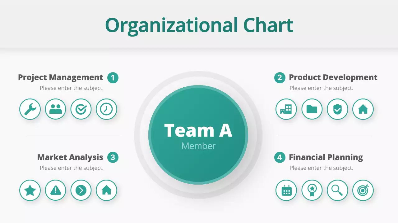 Teal Modern Organizational Chart Layout Infographic