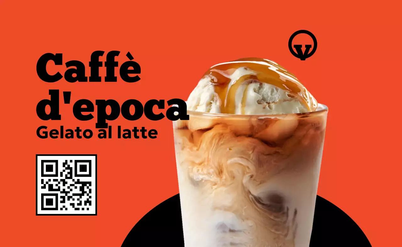 Pubblicità di un caffè arancione d'epoca