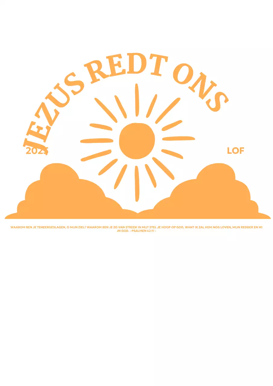 Promoot een eenvoudige kerk met een illustratie van de zon die boven de wolken uitkomt