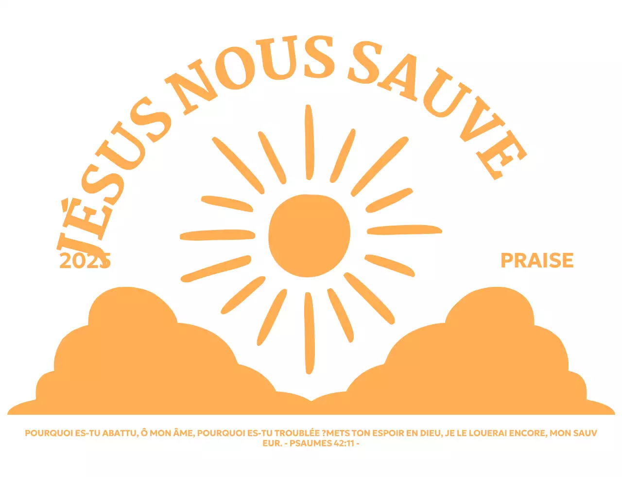 Promouvoir une église simple avec une illustration du soleil s'élevant au-dessus des nuages