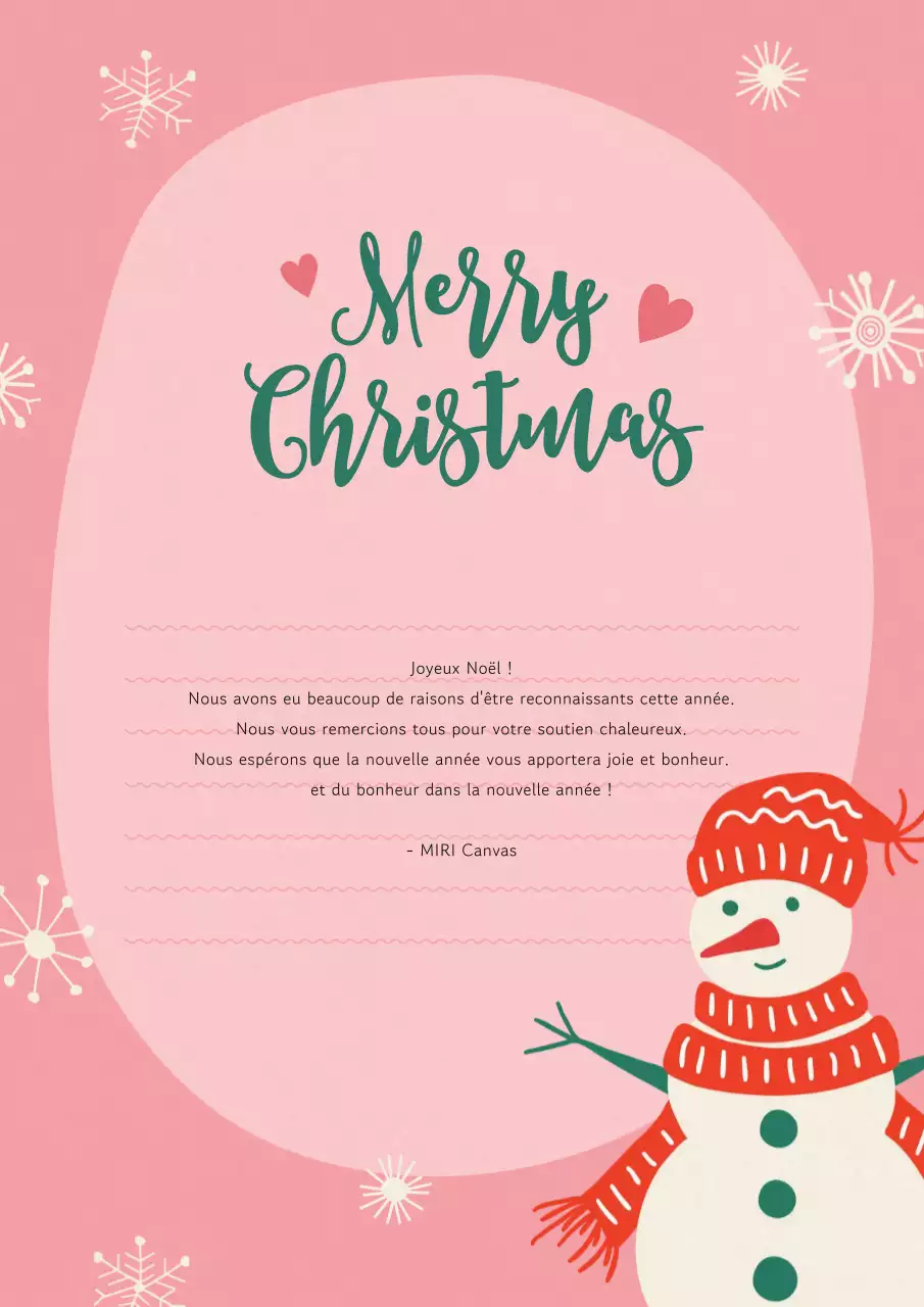 Carte de Noël rose et cosy