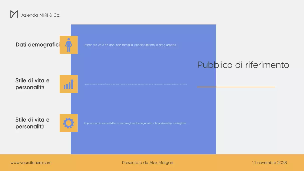 Un moderno business plan in blu e giallo