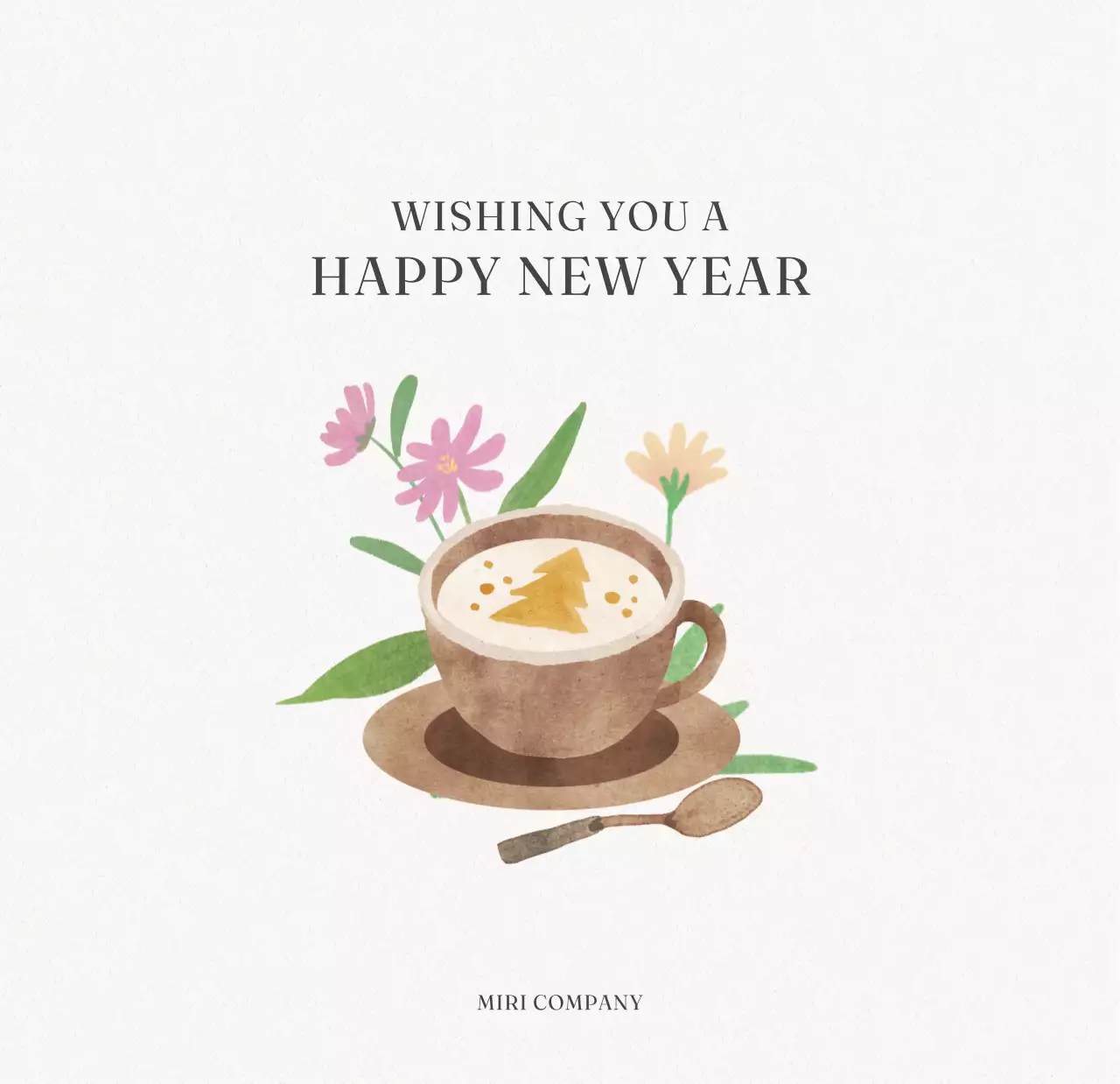 アイボリーとグリーンのシンプルな2025年花柄卓上カレンダー