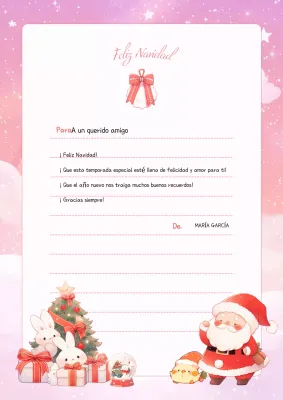 Carta de Navidad acogedora y rosa