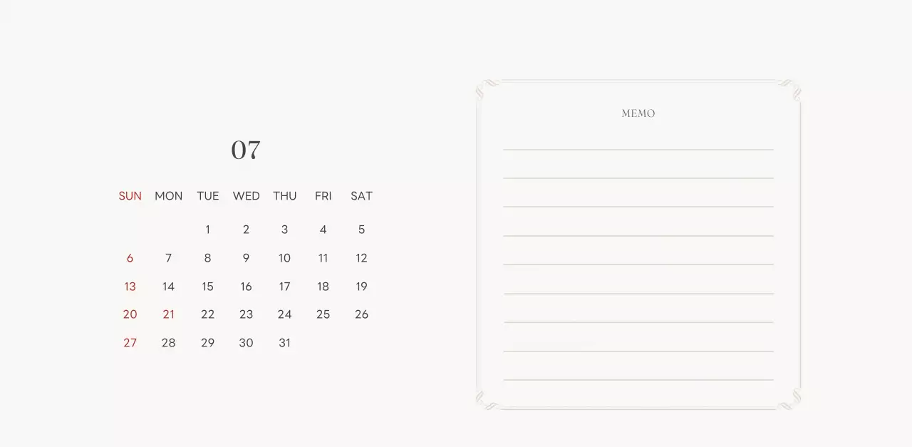 アイボリーとグリーンのシンプルな2025年花柄卓上カレンダー