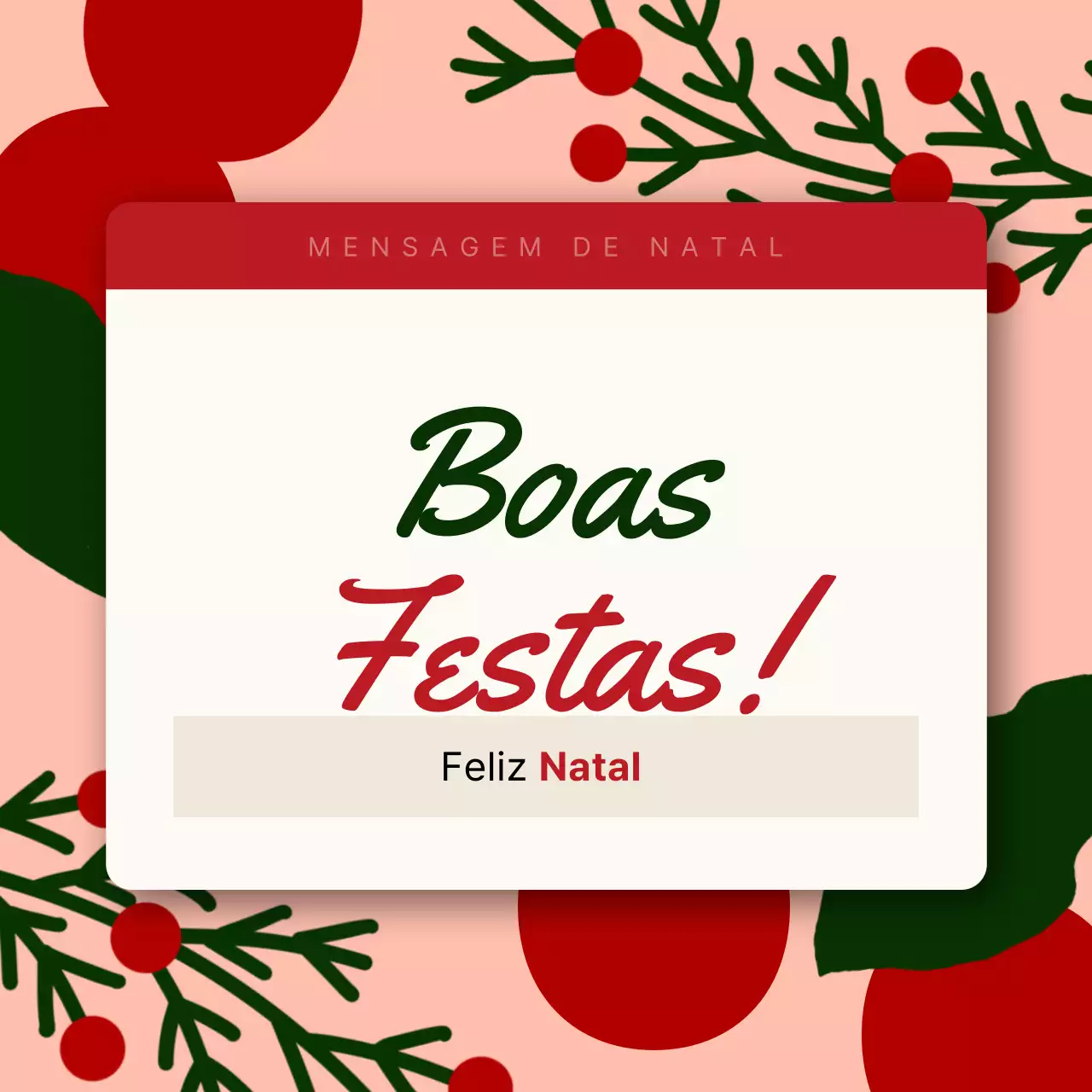 Cartão de Natal simples vermelho