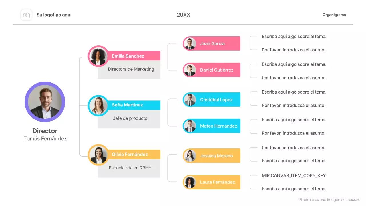 diseño infográfico de organigrama sencillo y colorido