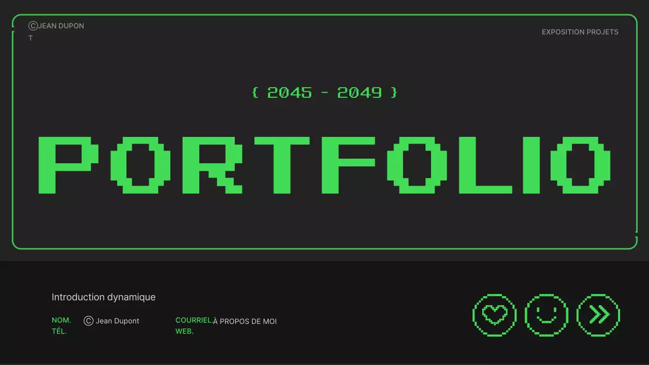 Portfolio d'illustrations pixellisées simples aux couleurs néon pour la nouvelle année