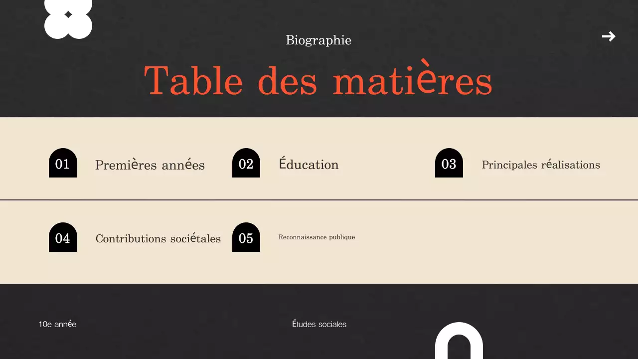 modèle de présentation de biographie vintage beige