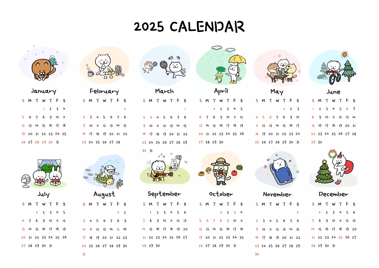 Light blue cute calendar