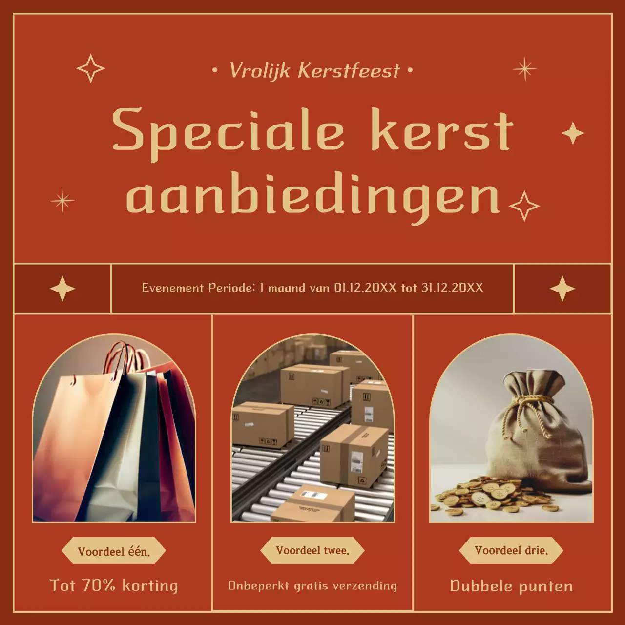 Bruine vintage kerstadvertentie