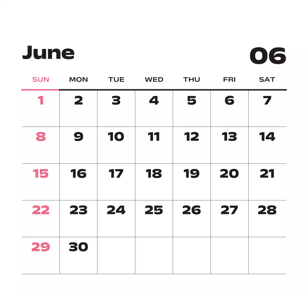 黒と白のモダンな2025年カレンダー