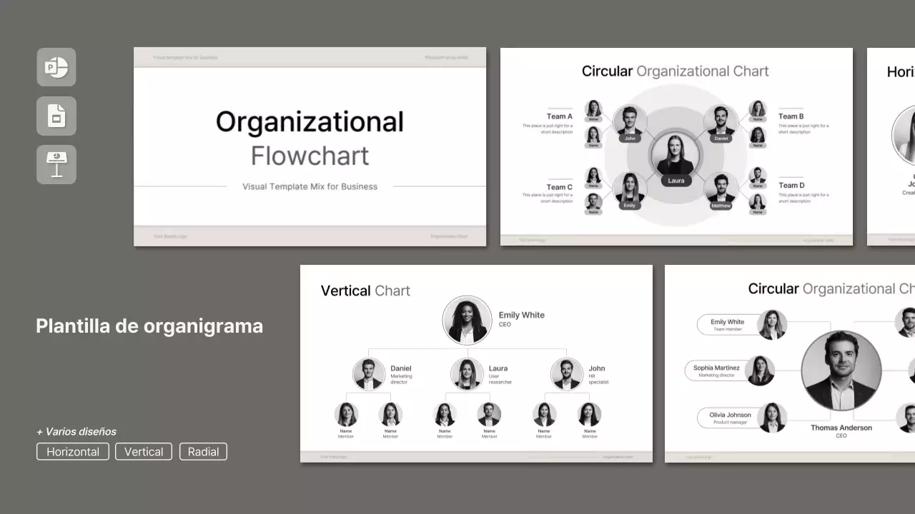 colección minimalista gris de organigramas