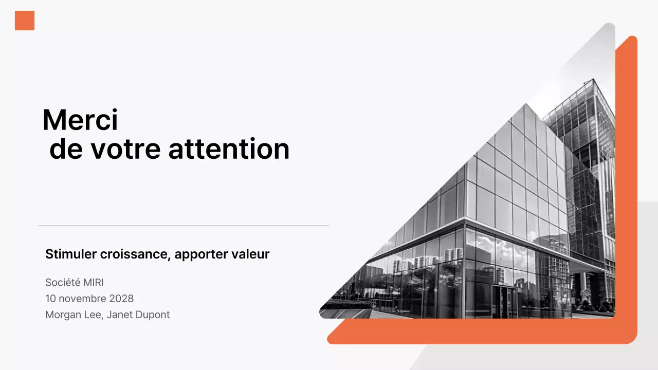 Présentation d'entreprise moderne de couleur orange