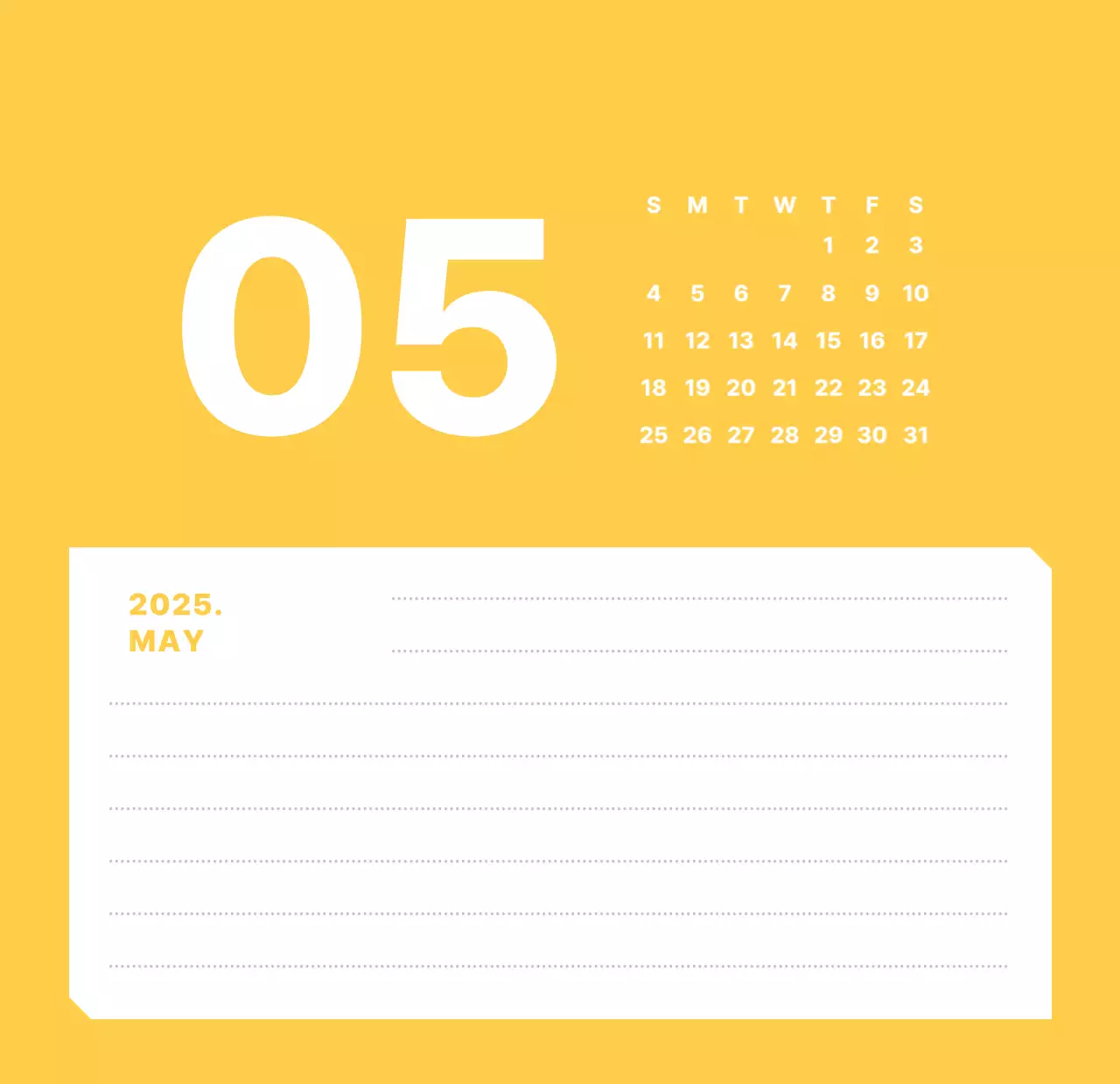 カラフルでシンプルな数字カレンダー