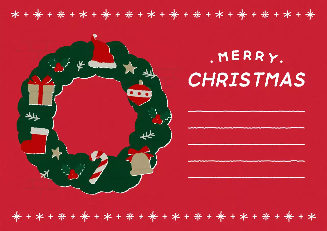 赤と緑のクリスマスカード