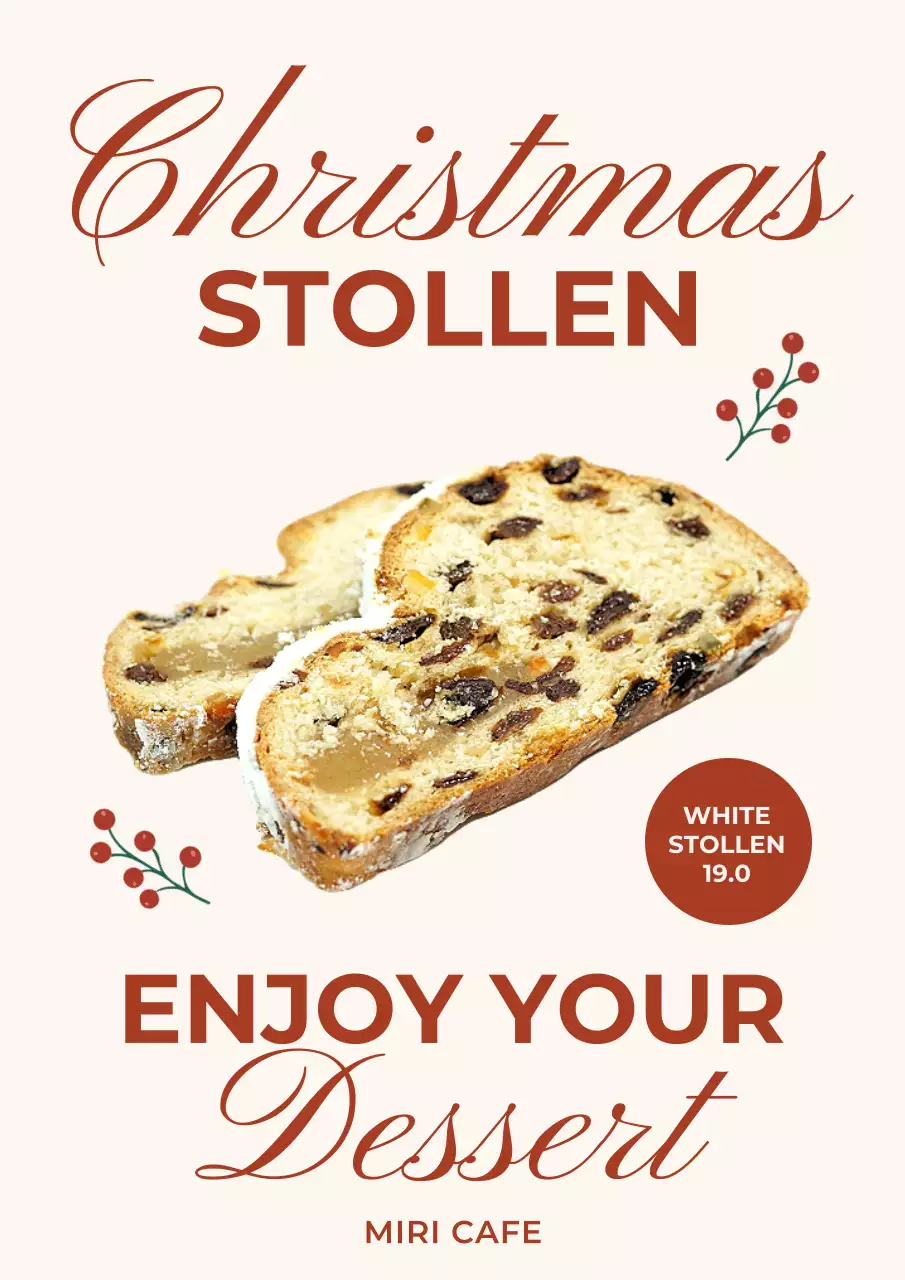 베이지 모던 크리스마스 슈톨렌 메뉴 홍보