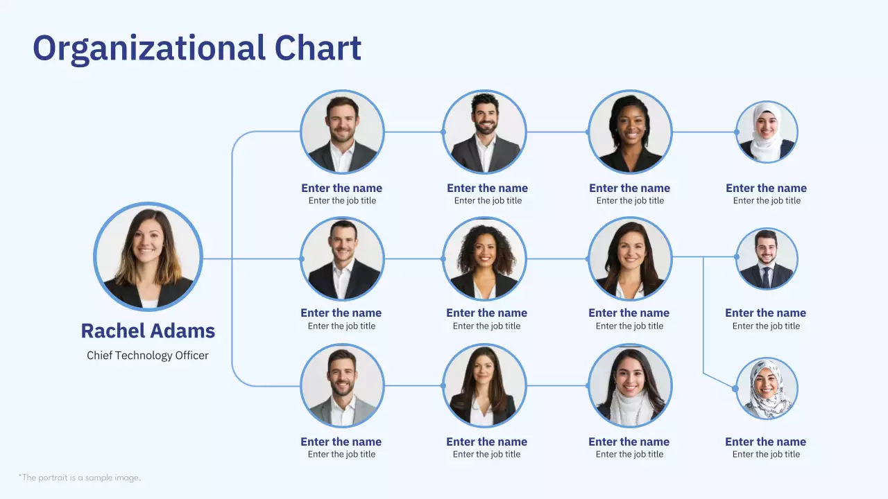 Blue Clean Organizational Chart Document Infographic