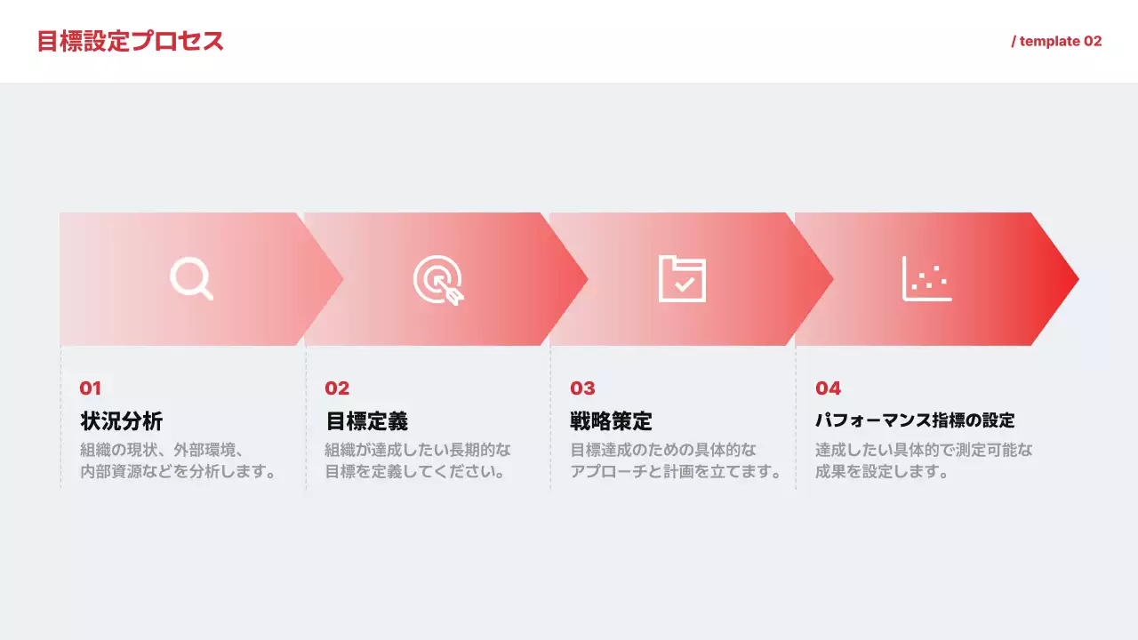 赤 シンプル 目標設定 プレゼンテーション