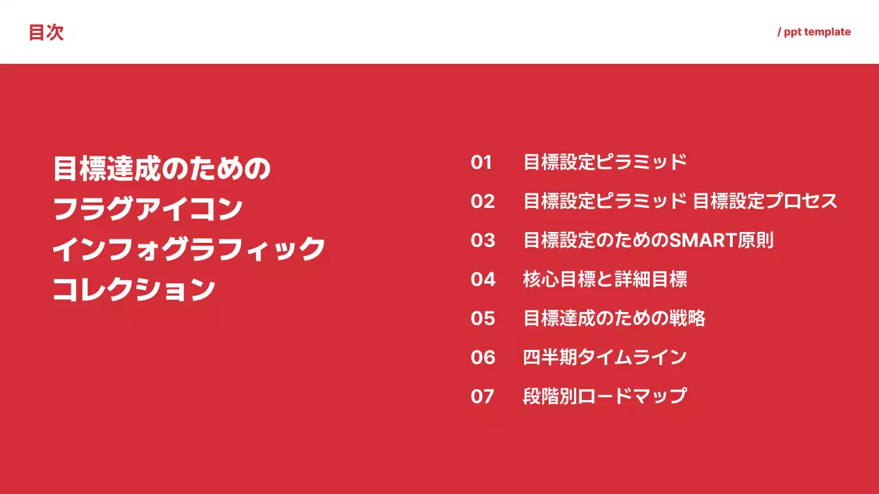 赤 シンプル 目標設定 プレゼンテーション