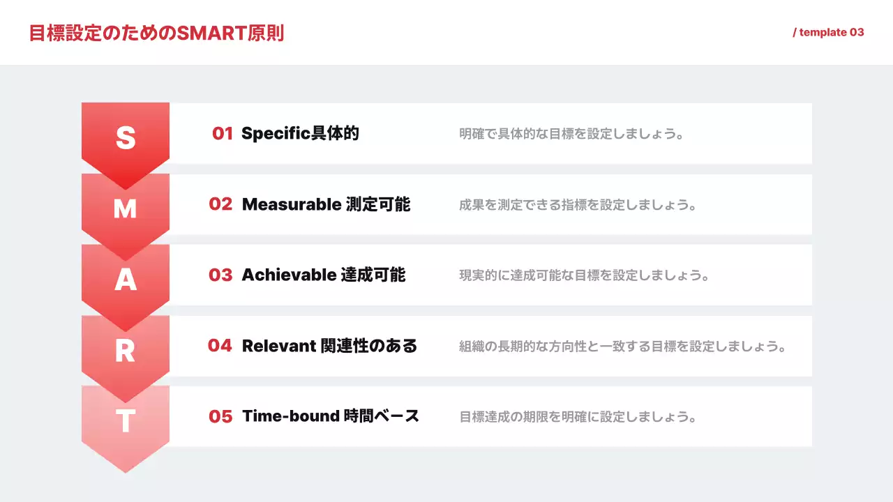 赤 シンプル 目標設定 プレゼンテーション