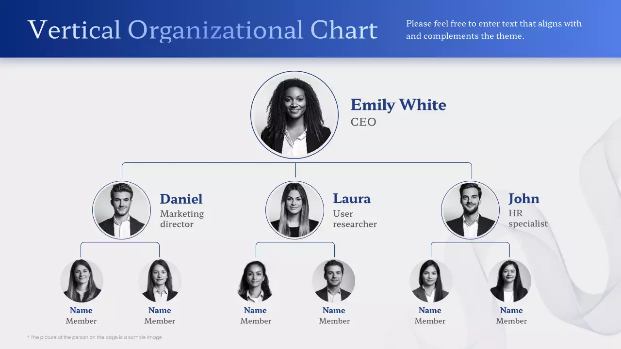 Blue Modern Organizational Chart Document Infographic