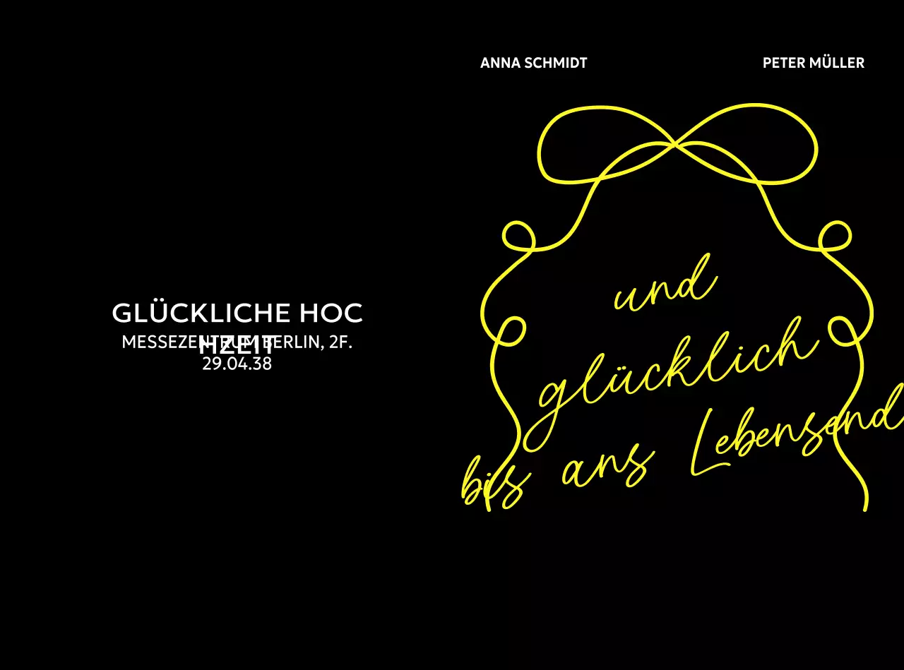 Schwarze minimalistische Hochzeitseinladung