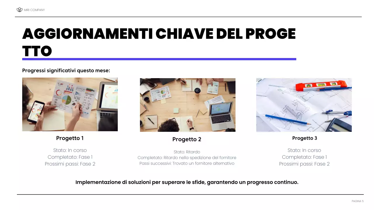 relazione sul progetto blu moderno