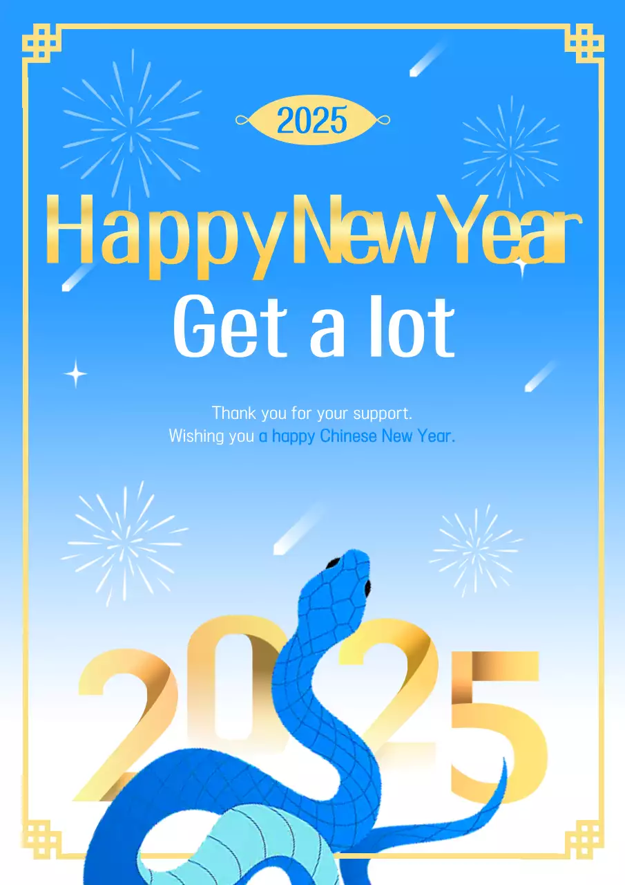 Poster thiệp chúc mừng năm mới truyền thống màu xanh