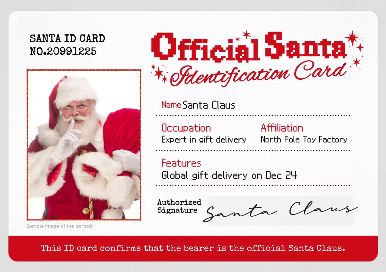 Poster Kartu Identitas Santa Tradisional Merah