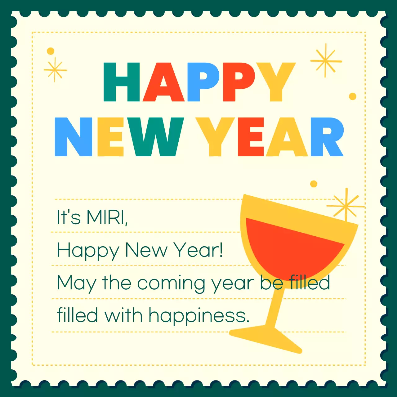 Cartão de Ano Novo Retro Vermelho Instagram Carousel