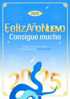 Felicitación tradicional de Año Nuevo en azul