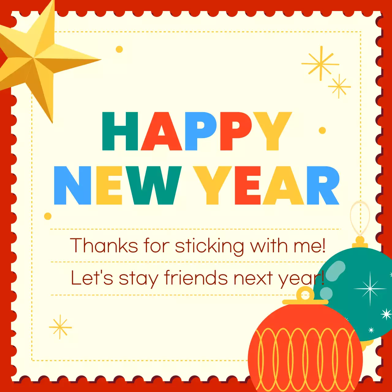 Cartão de Ano Novo Retro Vermelho Instagram Carousel