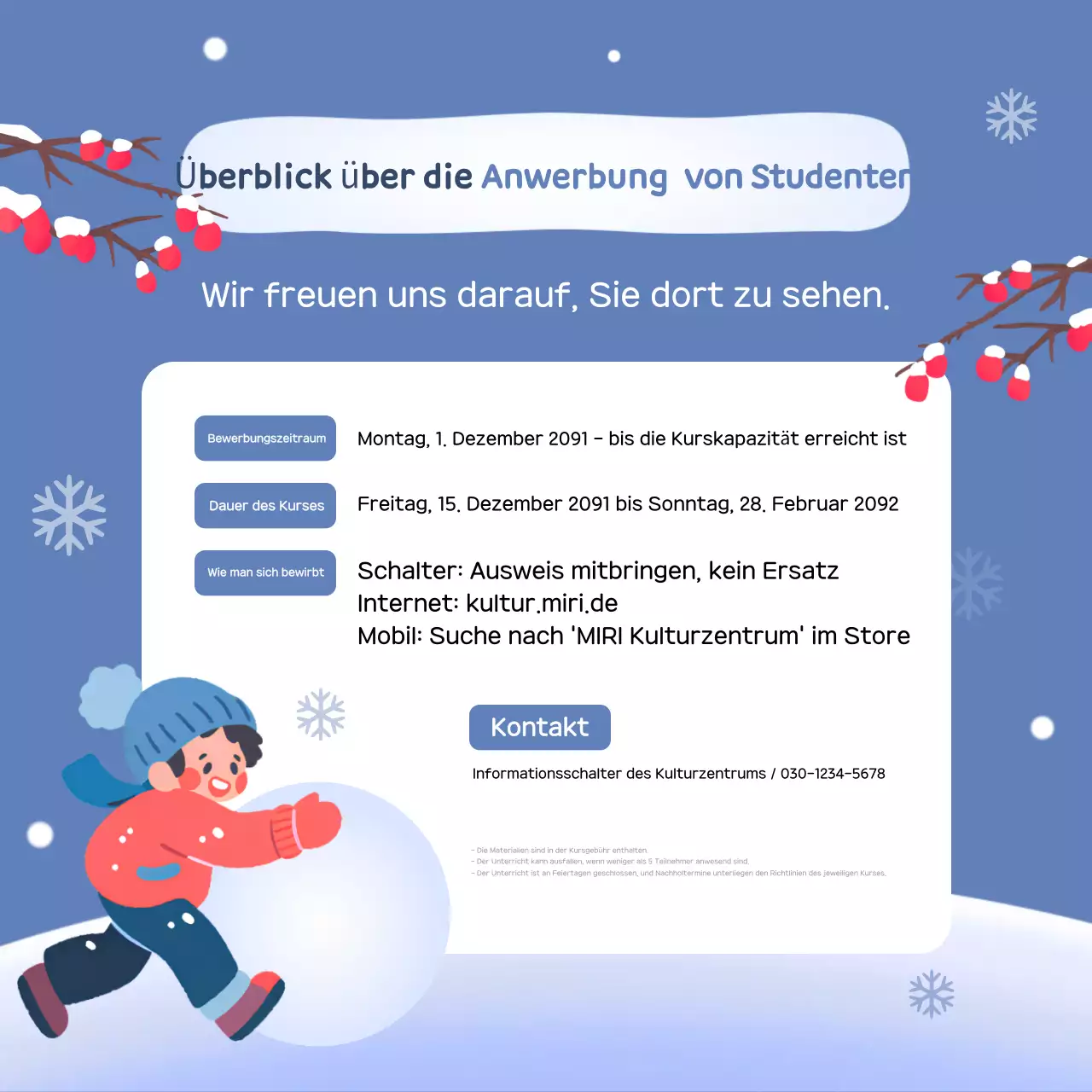 Blue Cosy Winter Break Recruitment