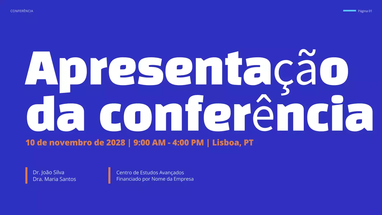anúncio da conferência blue modern