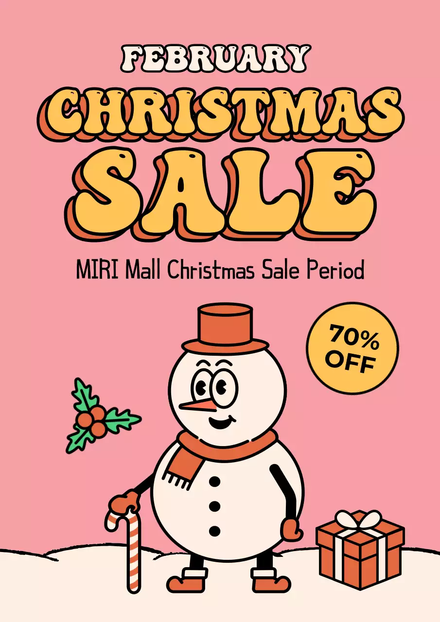 Poster quảng cáo Giáng sinh cổ điển màu hồng