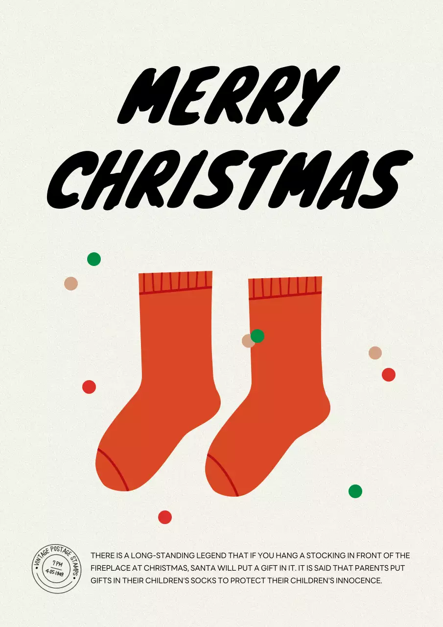 Poster thiệp Giáng sinh truyền thống màu đỏ