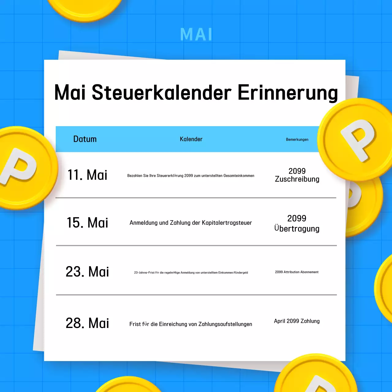 Hellblauer Leitfaden für einen einfachen Steuerplan