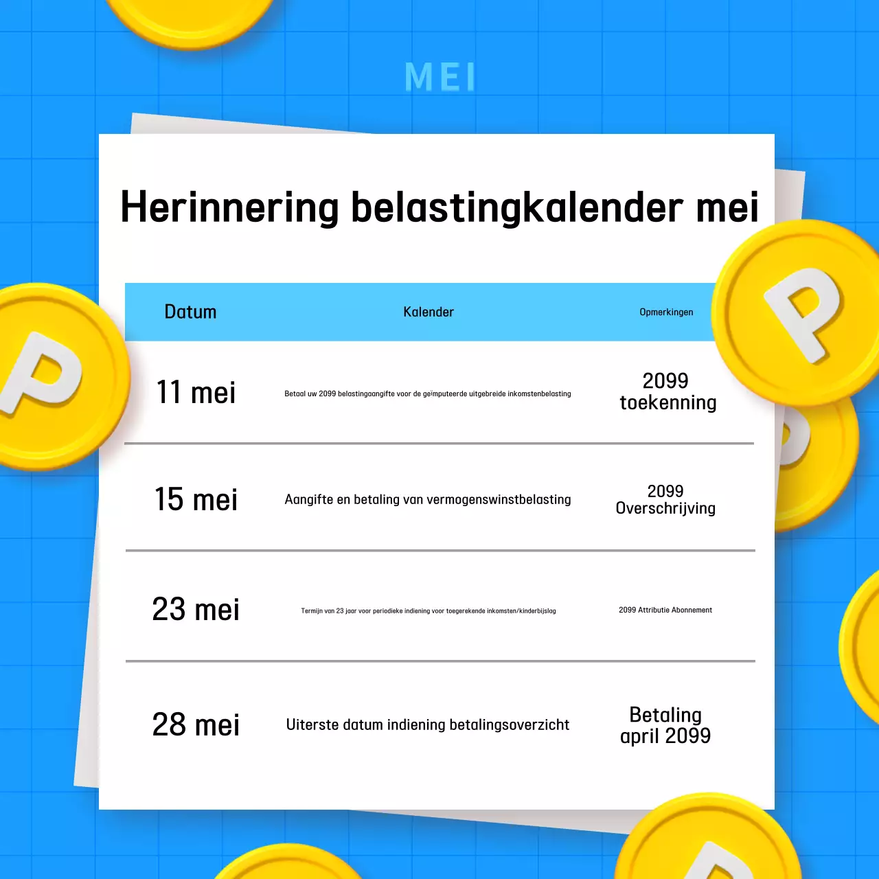 Lichtblauwe eenvoudige handleiding voor belastingschema's