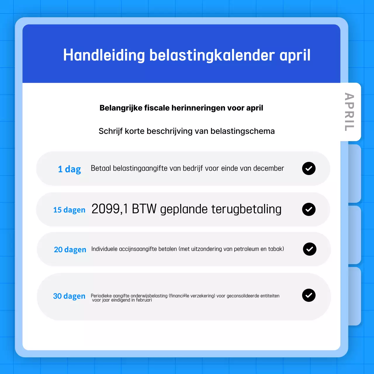 Lichtblauwe eenvoudige handleiding voor belastingschema's