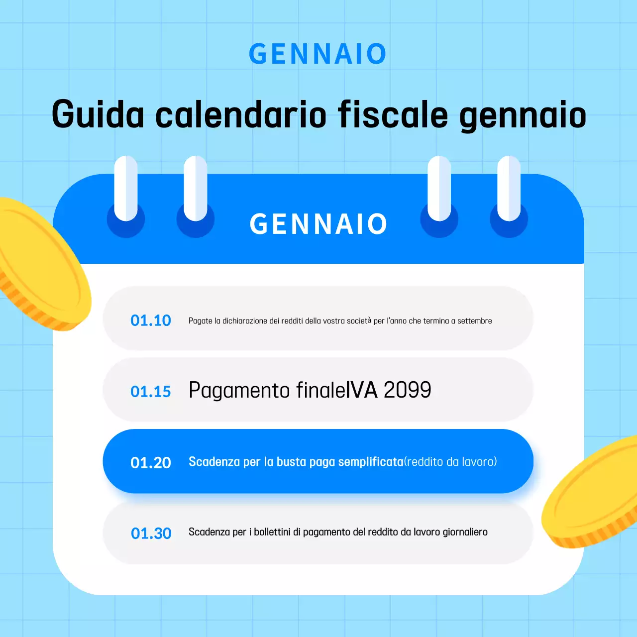 Guida al piano fiscale semplice di colore azzurro