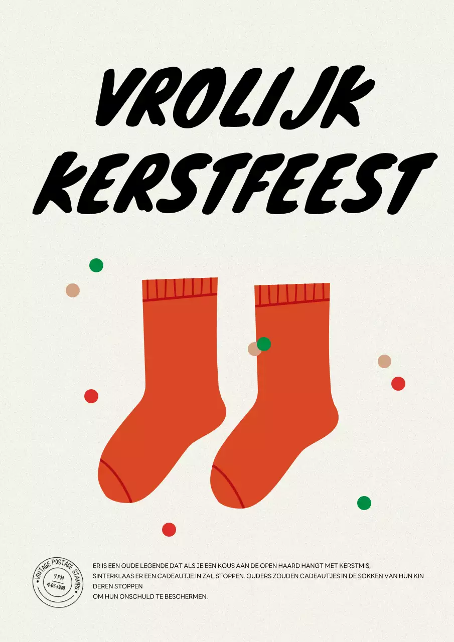 Rode Vintage Kerstkaart