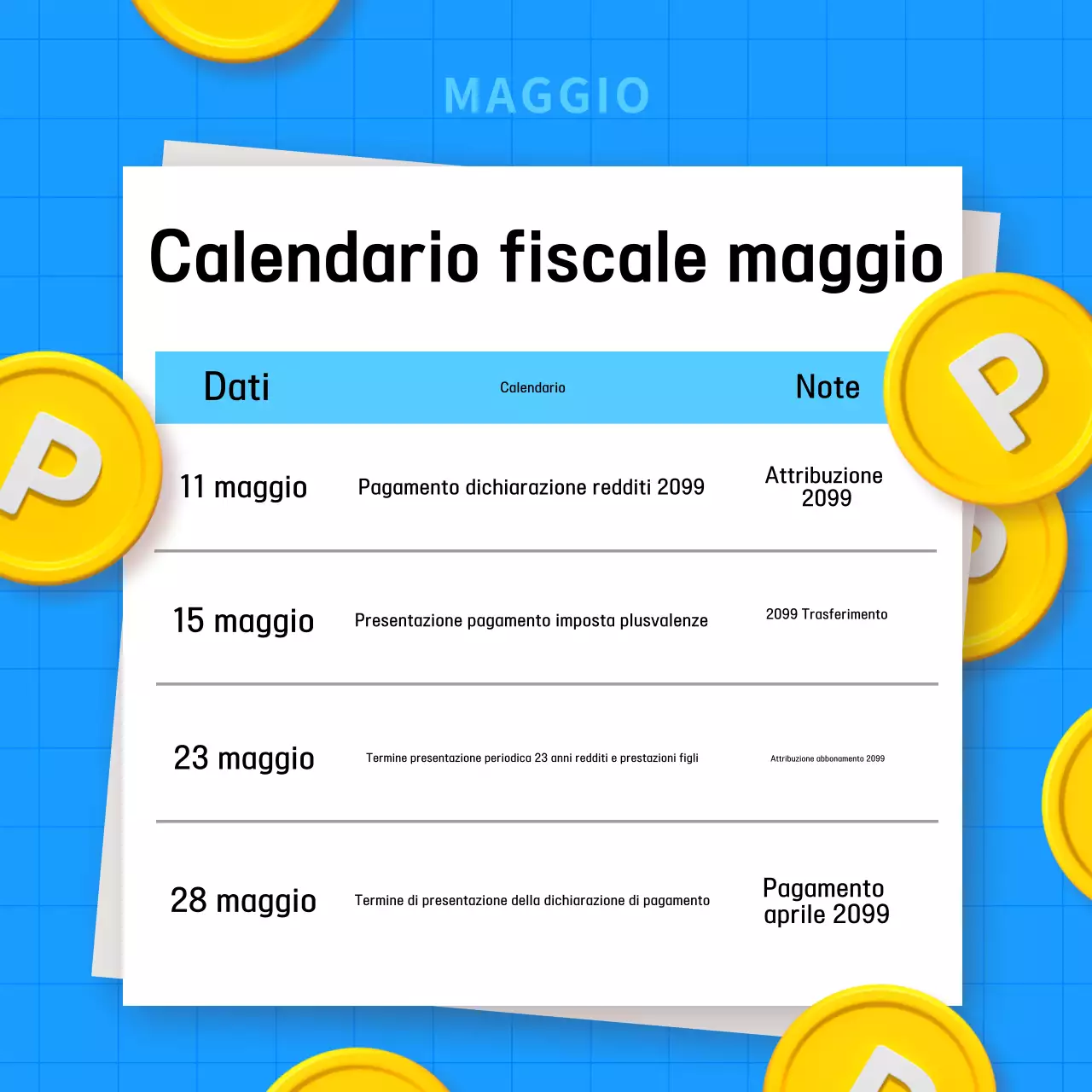 Guida al piano fiscale semplice di colore azzurro