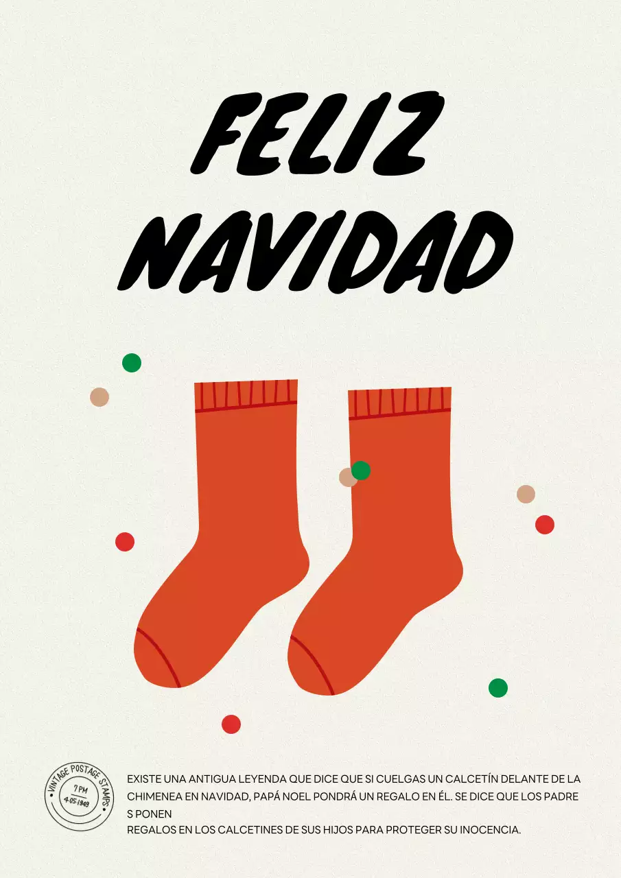 Postal navideña vintage roja