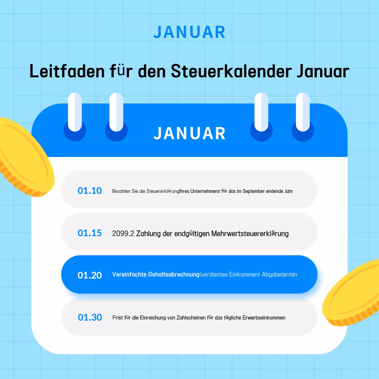 Hellblauer Leitfaden für einen einfachen Steuerplan