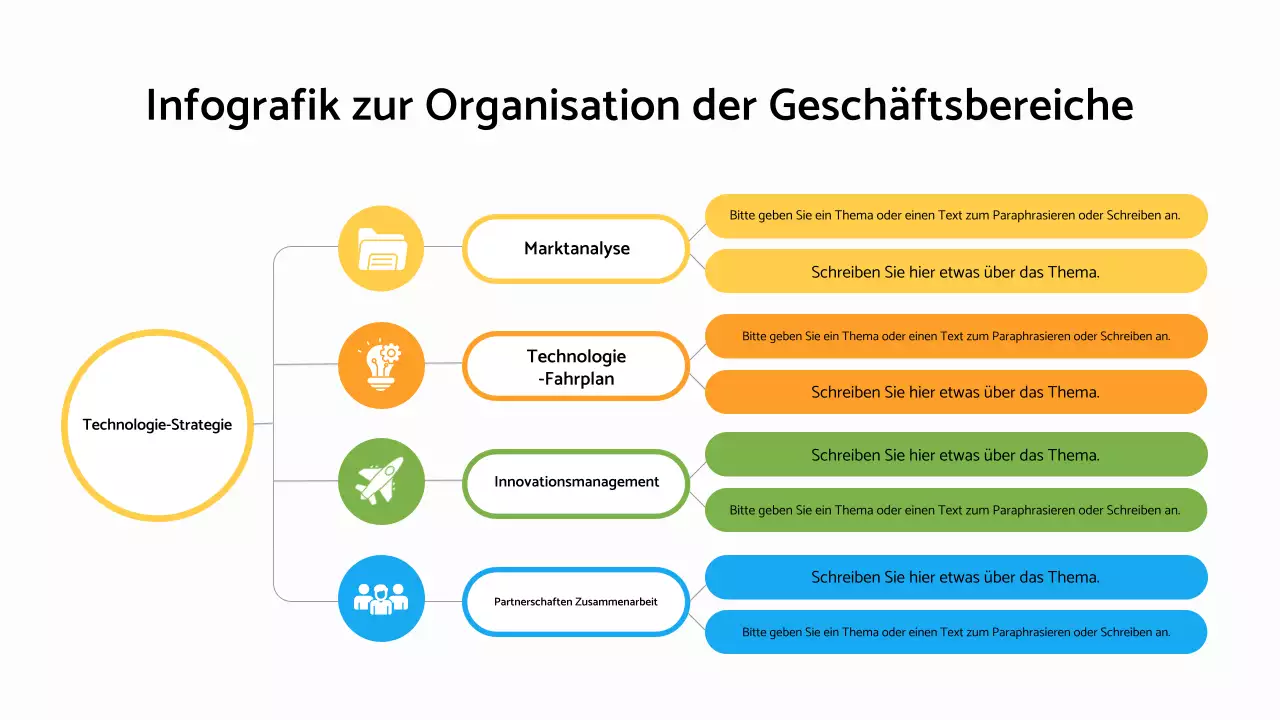 farbenfrohes, einfaches Organigramm für Abteilungen