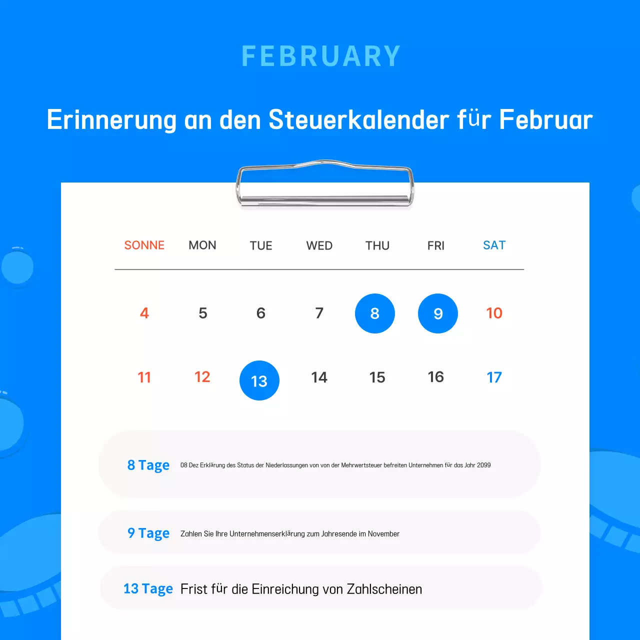 Hellblauer Leitfaden für einen einfachen Steuerplan