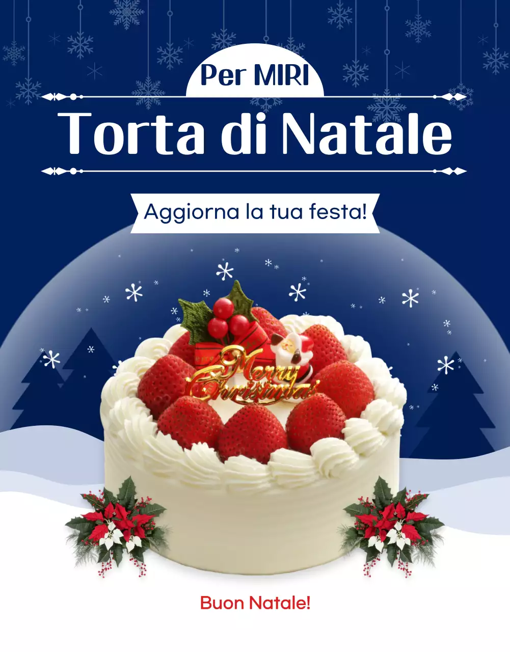 Annuncio natalizio blu semplice