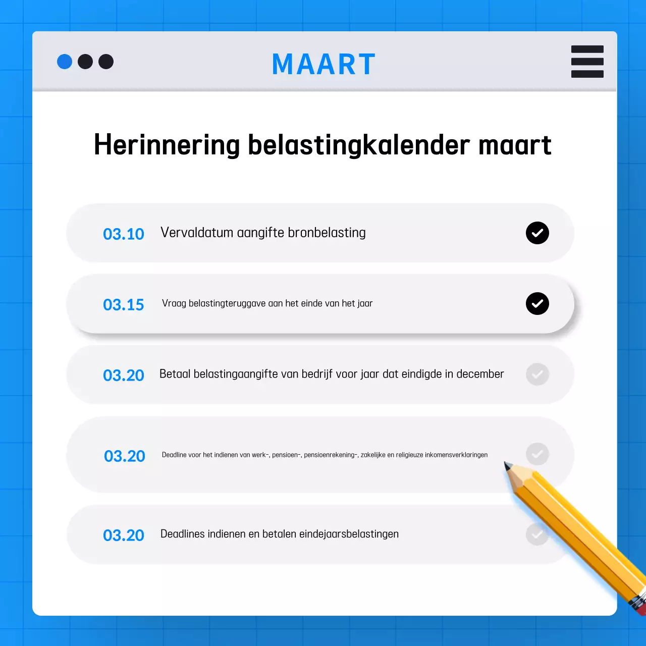Lichtblauwe eenvoudige handleiding voor belastingschema's